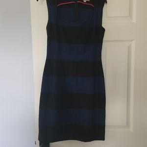 Black and blue striped Banana Republic shift dress sz 8